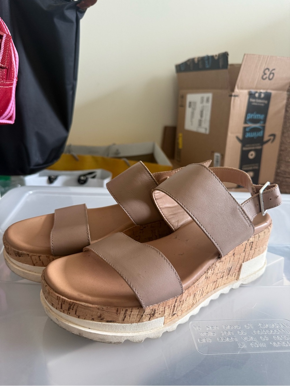 Steve Madden Taupe Cork Platform Slingback Sandals